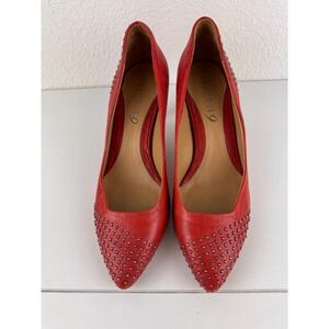 Boutique 9 Red Leather Studded Pointed Toe Stiletto Heels Size 7.5M‎